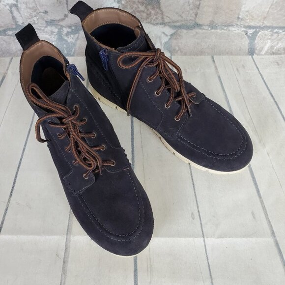 Massimo Dutti Botin Peil Serraje Azul Suede Boots Navy Lace  Up Size 39 - Picture 5 of 14